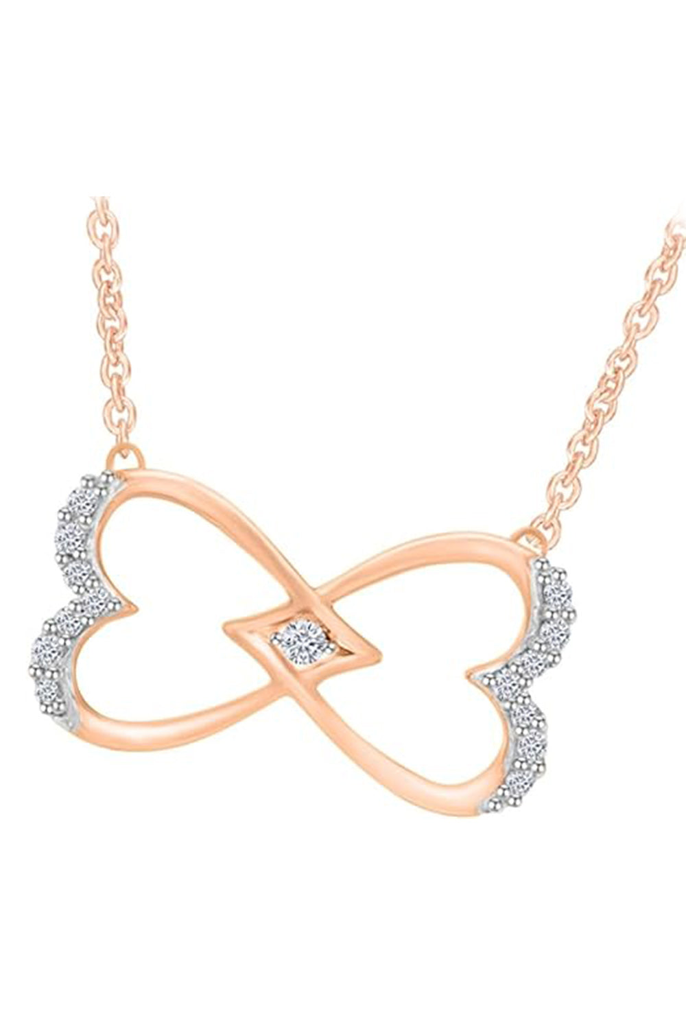 Rose Gold Color Heart-Shaped Infinity Pendant Necklace