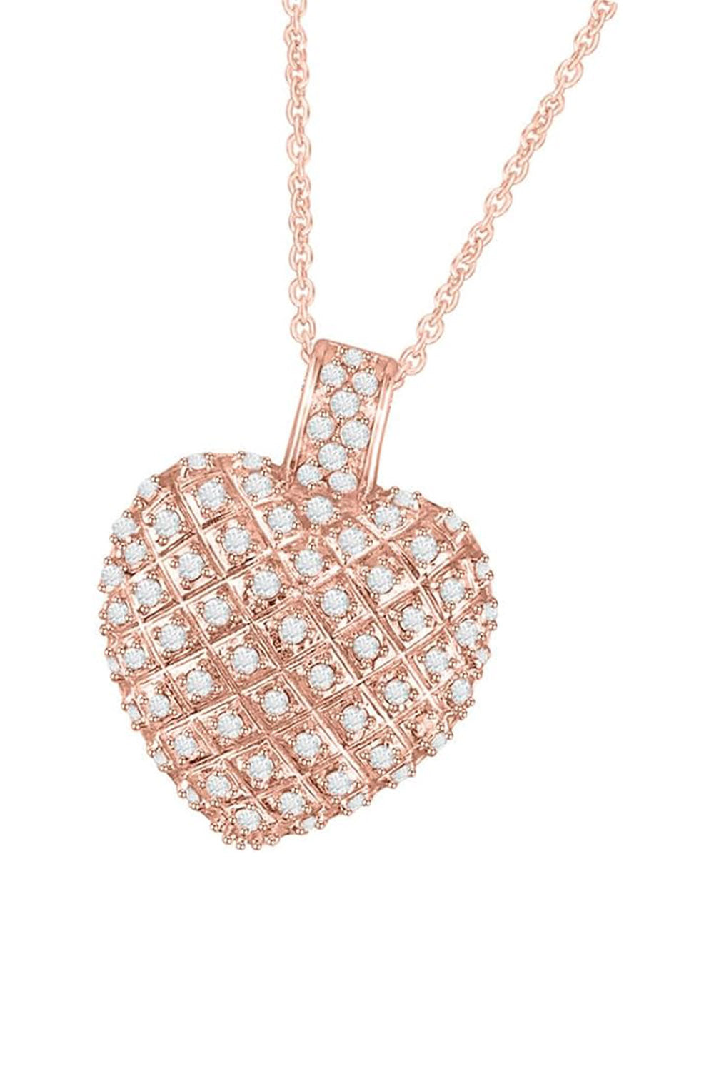 Rose Gold Color Love Heart Shape Pendant Necklace