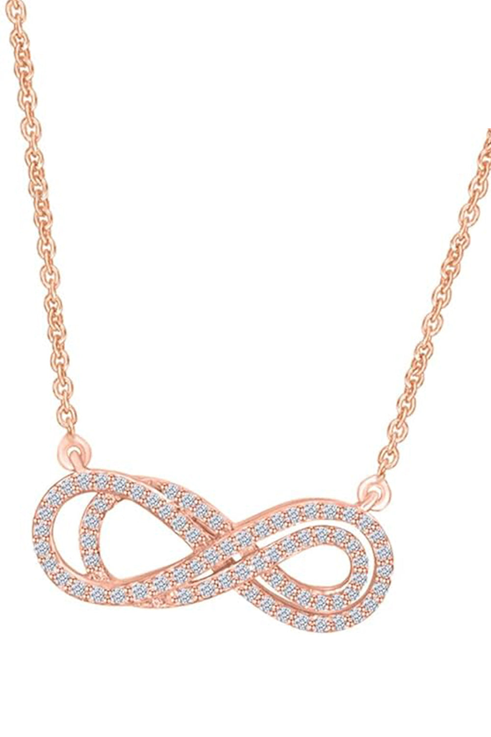 Rose Gold Color Double Infinity Pendant Necklace 