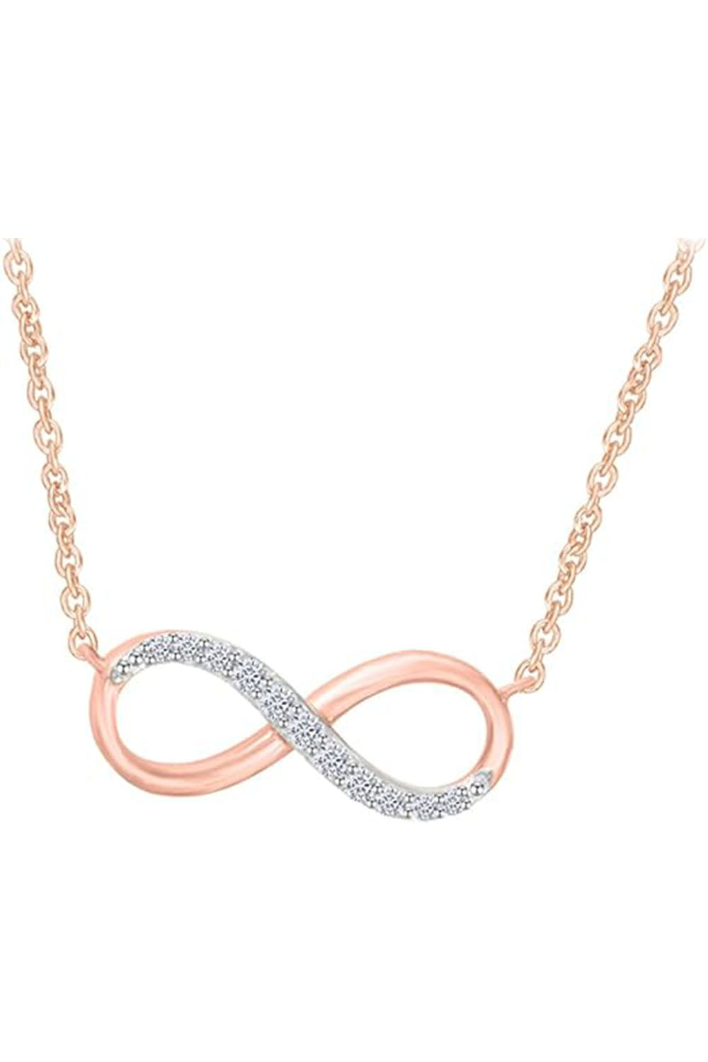 Rose Gold Color Stylish Moissanite Infinity Pendant Necklace