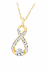 Yellow Gold Color Yaathi Moissanite Infinity Pendant Necklace for Women 
