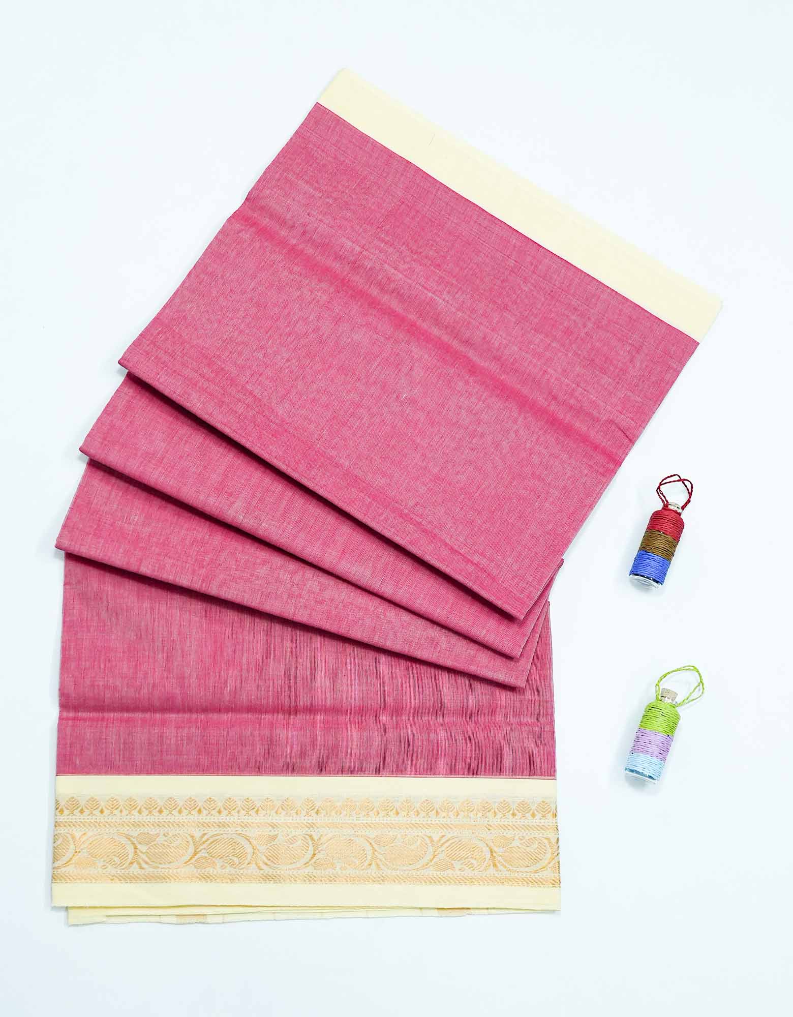 Coral Pink Color Vasundhara Cotton Saree