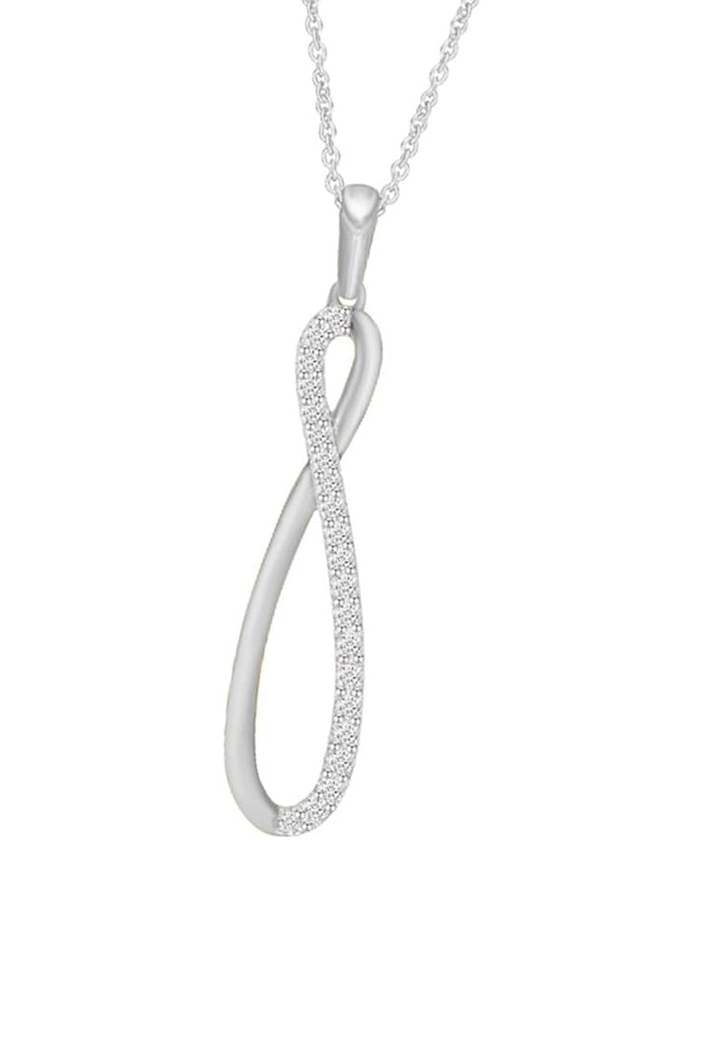 White Gold Color Round Cut Moissanite Diamond Infinity Pendant Necklace