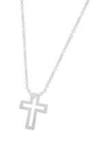 White Gold Color 14K Gold Plated Sterling Silver Cross Pendant Necklace 