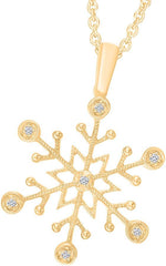 Moissanite Snowflake Pendant Necklace in 18K Gold Plated Sterling Silver Lab Created Diamond D Color VVS1.