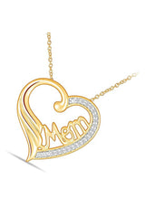 Yellow Gold Color Mom Heart Angel Wing Pendant Necklace