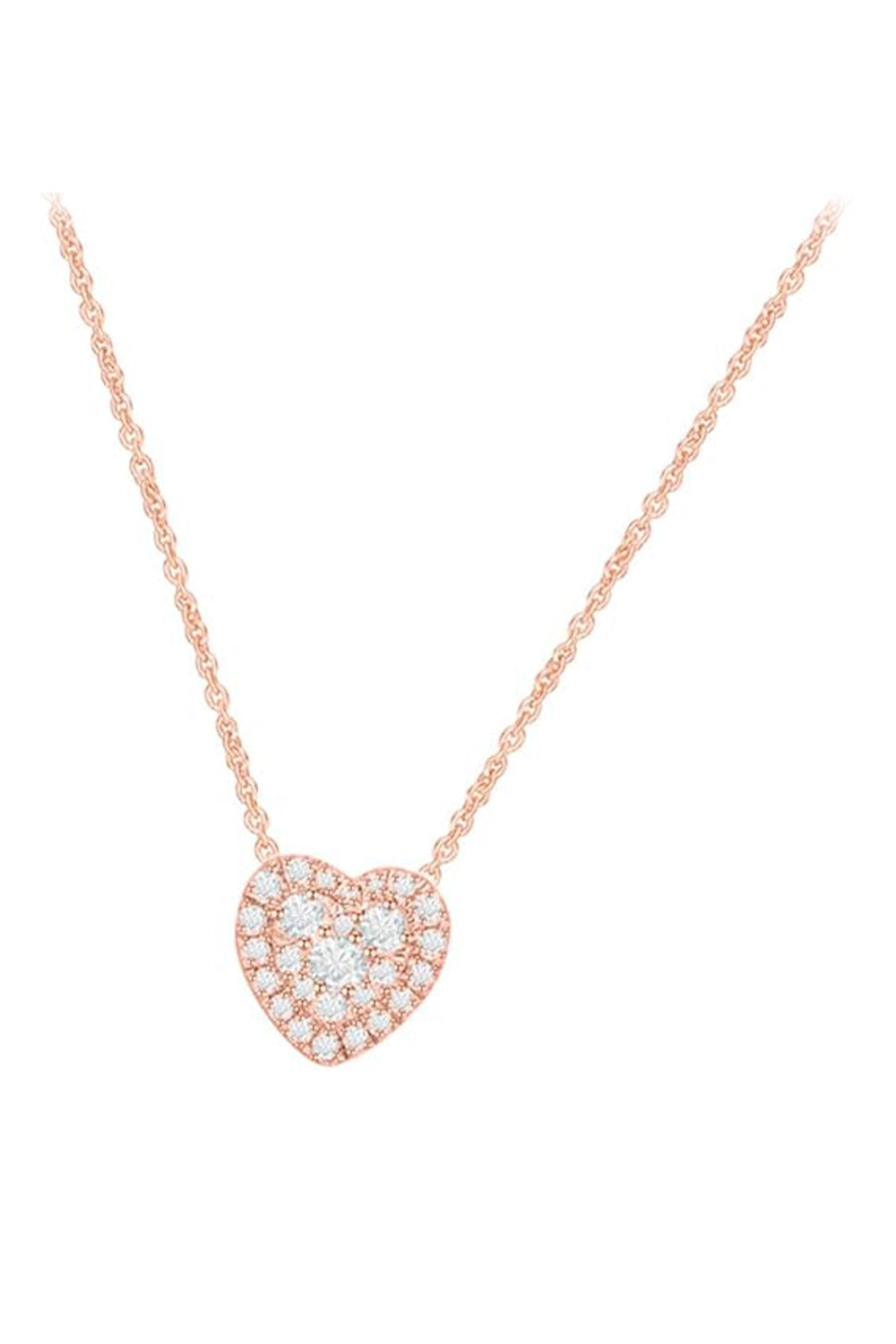 Rose Gold Color Latest Round Moissanite Halo Heart Pendant Necklace