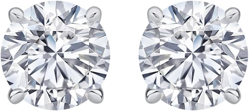 Moissanite Stud Earrings for Women 14K Gold Plated Over Sterling Silver Screw Back Earrings.