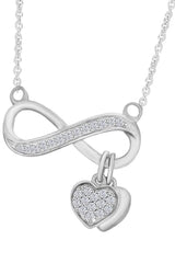 White Gold Color Double Heart Infinity Necklace
