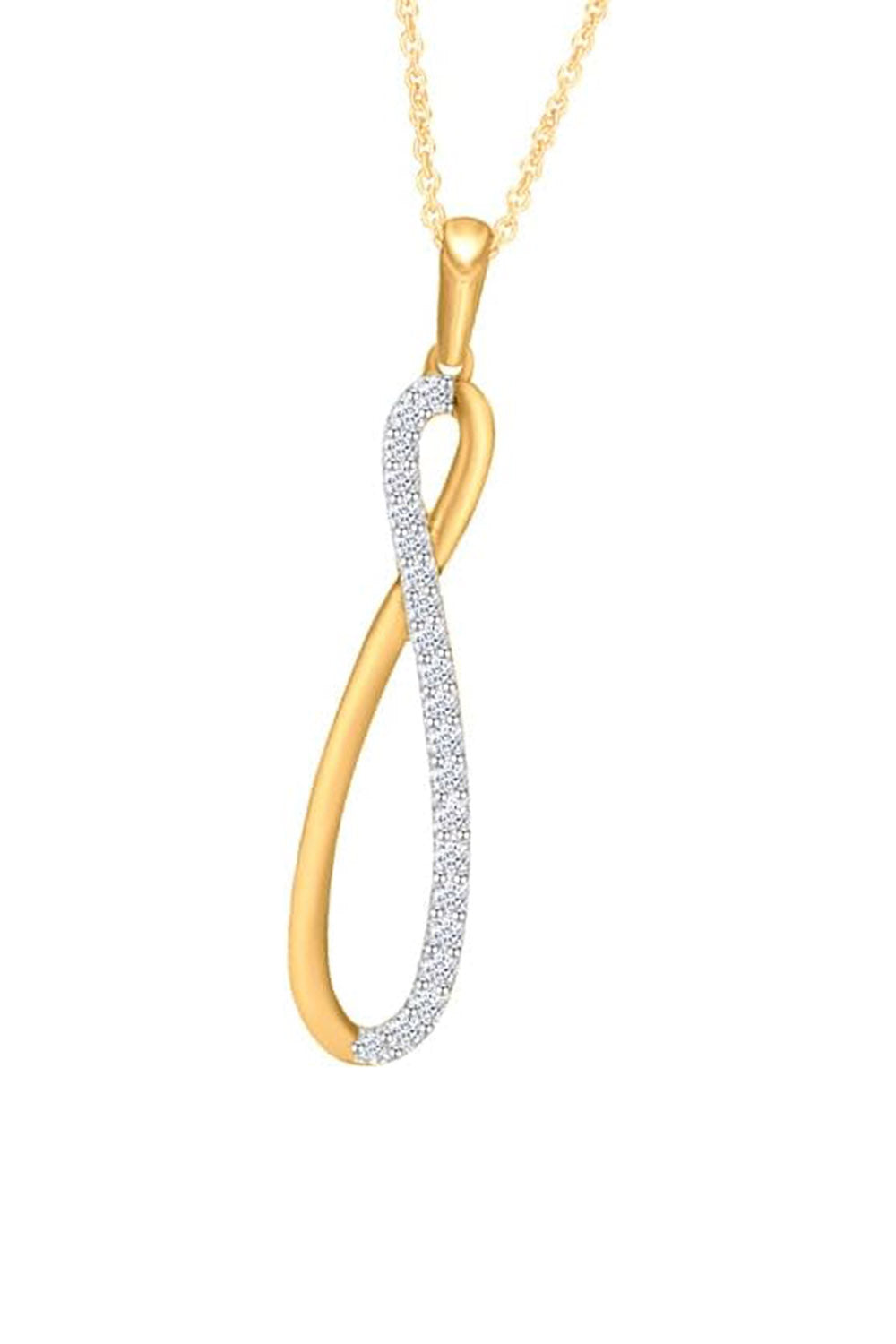 Yellow Gold Color Round Cut Moissanite Diamond Infinity Pendant Necklace