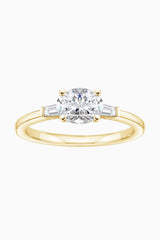 Baguette and Oval Moissanite Three Stone Ring