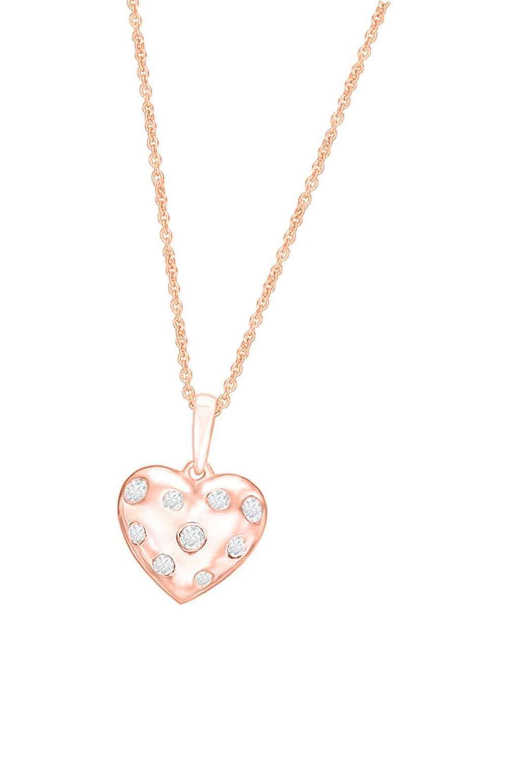 Rose Gold Color Diamond Heart Pendant Necklace, Pendant Necklaces