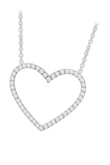 Exclusive White Gold Color Round Moissanite Heart Pendant Necklace