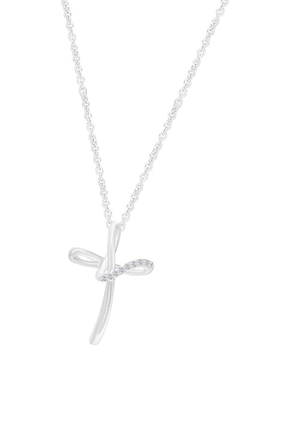 White Gold Color Yaathi Loop Cross Pendant Necklace, Trending Necklaces