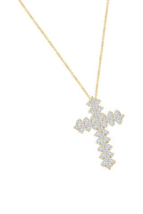 Yellow Gold Color Moissanite Chevron Cross Pendant Necklace, Jewellery