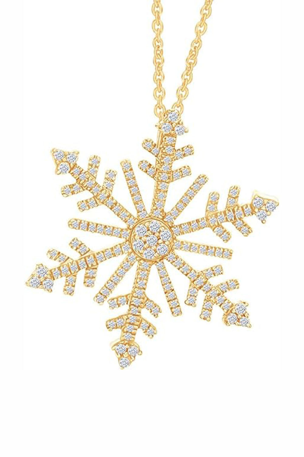 1/2 Carat Moissanite Snowflake Pendant Necklace in 18K Gold Plated Sterling Silver Anniversary Christmas Jewellery Gift.