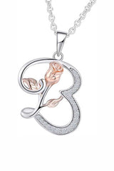 B Letter With Rose Pendant Necklace