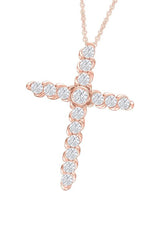 Rose Gold Color Yaathi 1 Ct Moissanite Cross Pendant Necklace 