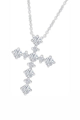 Round Moissanite Cross Pendant Necklace in 18K Gold Plated Sterling Silver Religious Cross Lab Created Diamond.