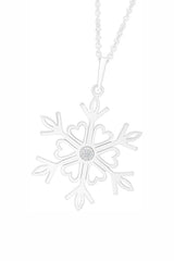 White Gold Color Moissanite Heart Snowflake Pendant Necklace for Women 