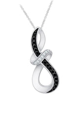 New White Gold Color Black and White Moissanite Infinity Pendant Necklace
