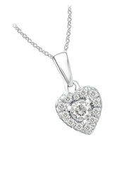White Gold Color Heart Frame Pendant Necklace, Heart Pendant Necklace