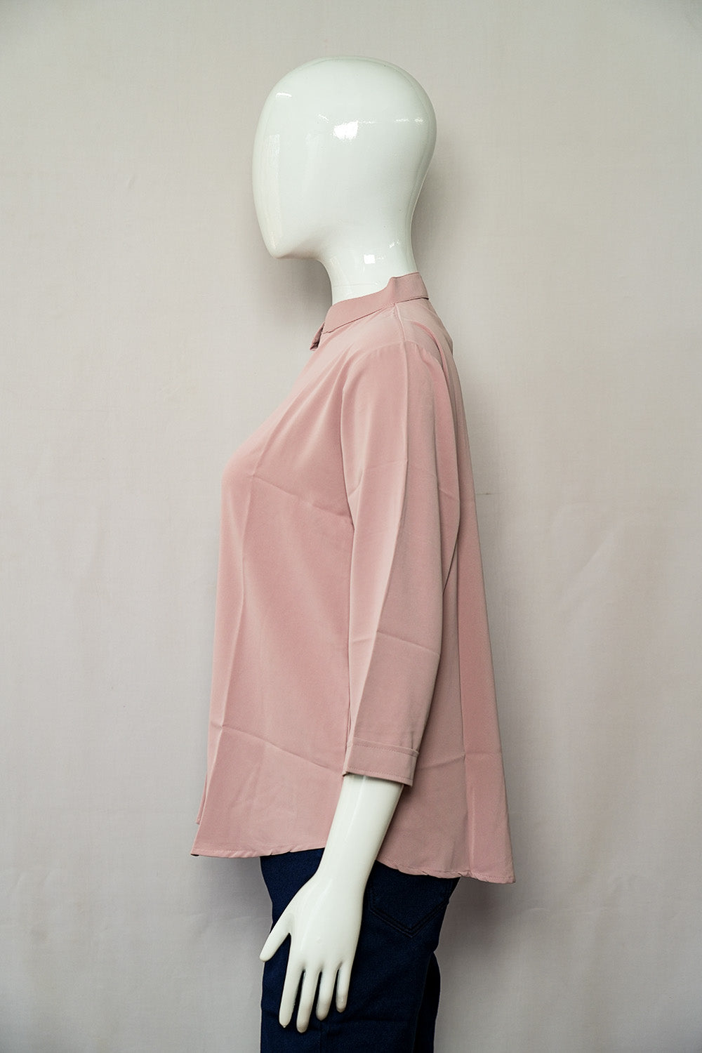 Dull Orange Color Mandarin Collar Top