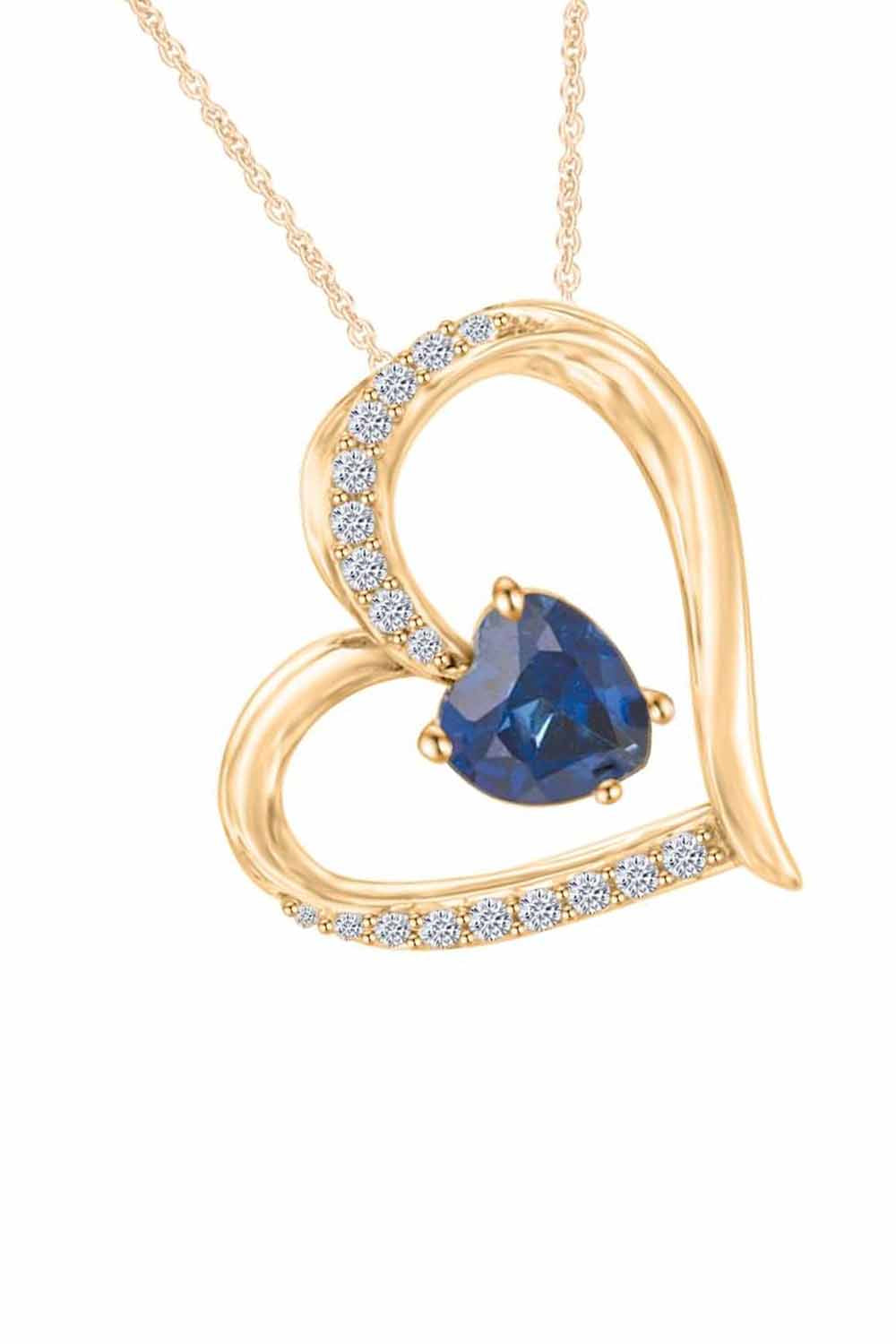 Yellow Gold Color Blue Sapphire Moissanite Diamond Pendant Necklce for Women