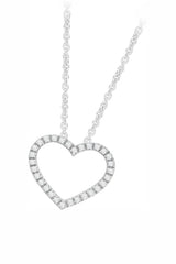 White Gold Color Trending Moissanite Open Heart Pendant Necklace