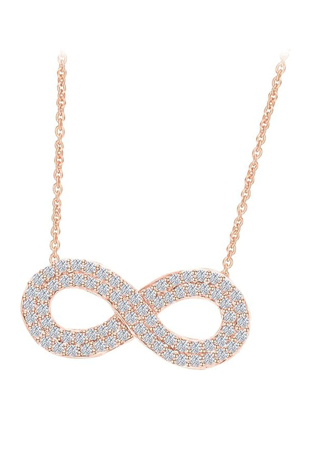 Rose Gold Color Latest Moissanite Infinity Pendant Necklace