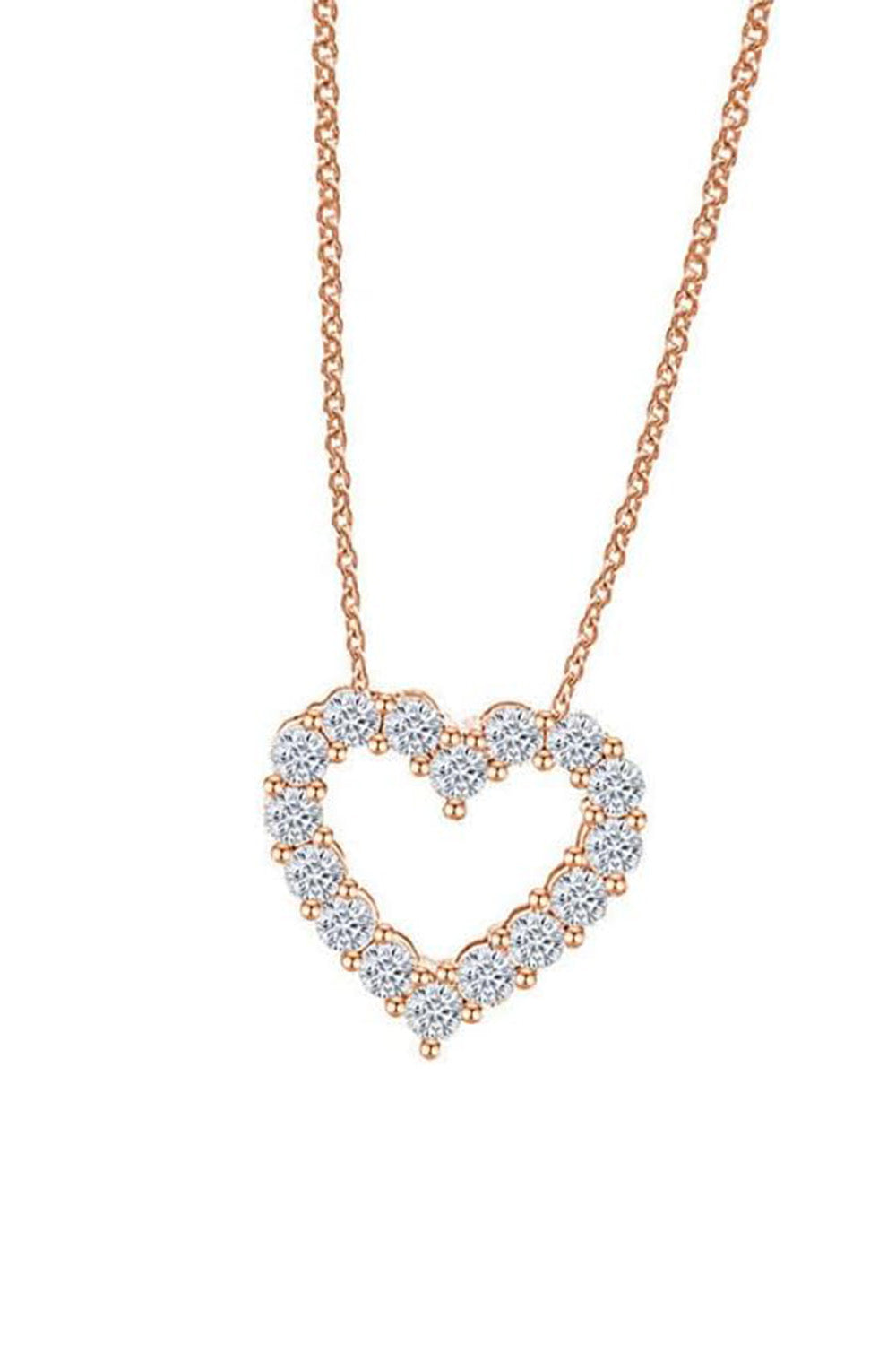 Rose Gold Color Heart Outline Pendant Necklace