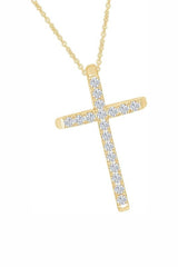 Yellow Gold Color Stylish Cross Pendant Necklace in 18K Gold 