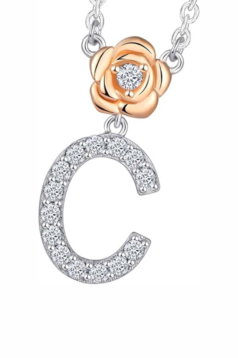 C Letter Flower Pendant Necklace