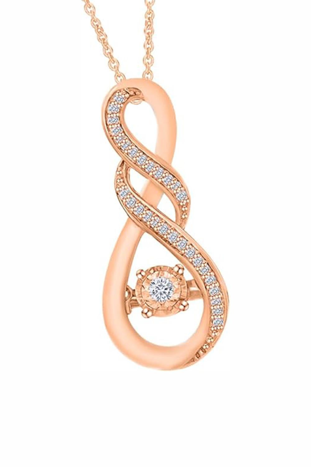 Rose Gold Color Yaathi Double Infinity Pendant Necklace, Jewellery