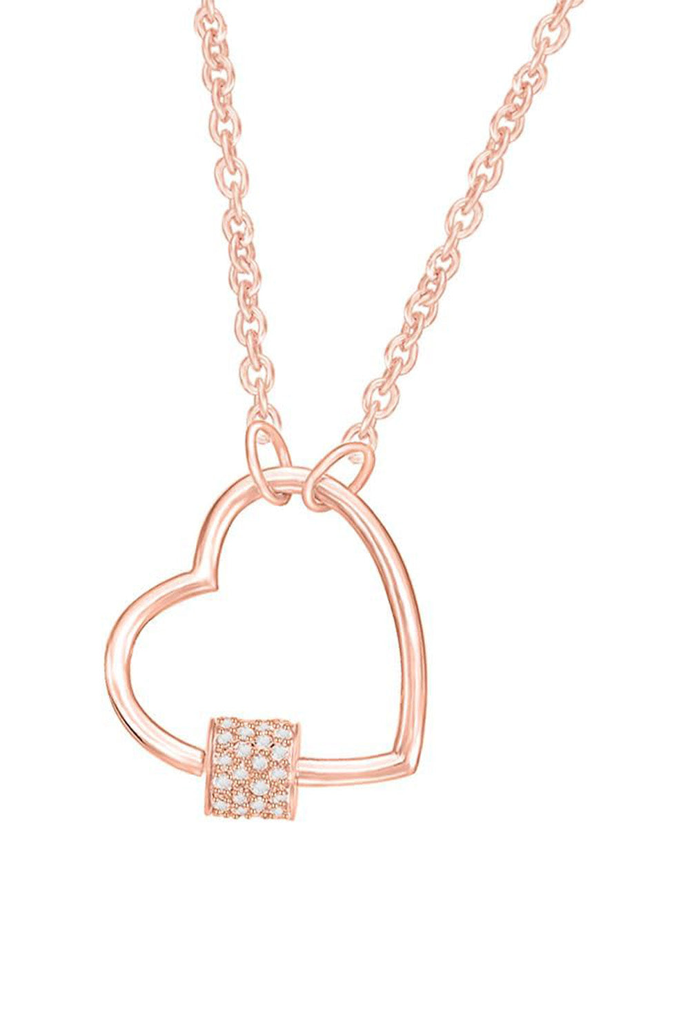 Rose Gold Color Round Moissanite Love Heart Pendant Necklace
