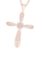 Rose Gold Color Latest Yaathi Moissanite Cross Pendant Necklace, Jewellery