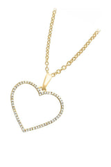 Yellow Gold Color Round Moissanite Open Heart Pendant Necklace 