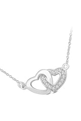 White Gold Color Linked Hearts Pendant Necklace