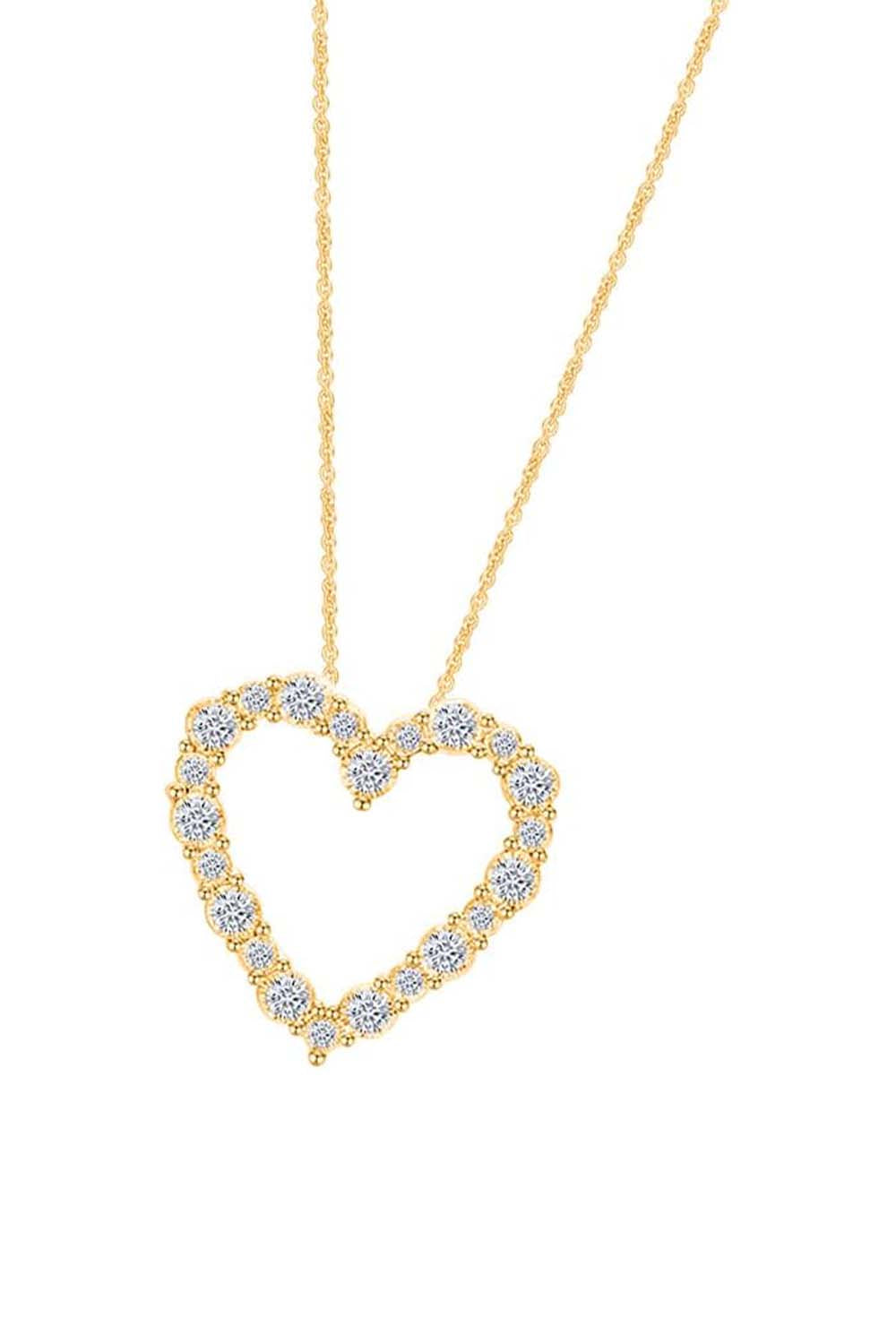 Yellow Gold Color Popular Heart Outline Pendant Necklace