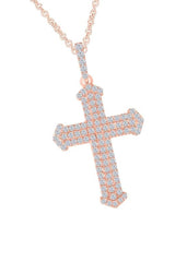 1/3 Carat Multi-Row Moissanite Cross Pendant Necklace in 14k Gold Plated Sterling Silver Christmas Jewellery Gift.