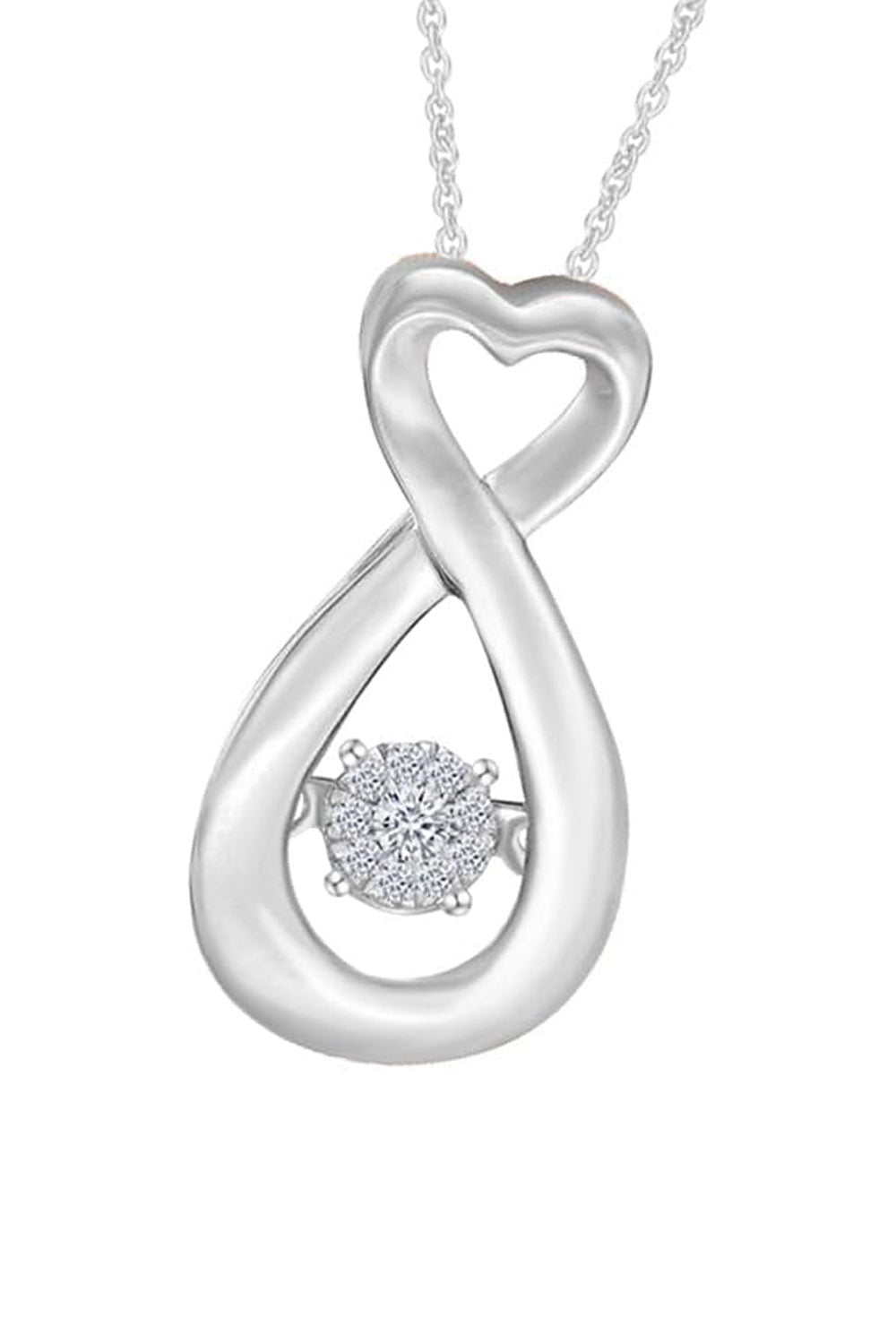 White Gold Color Trendy Moissanite Diamond Heart Infinity Pendant Necklace
