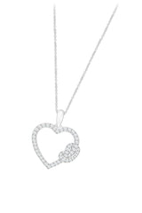 White Gold Color Knotted Heart Pendant Necklace