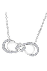 White Gold Color Love Knot Double Infinity Pendant Necklace