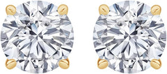 Moissanite Stud Earrings for Women 14K Gold Plated Over Sterling Silver Screw Back Earrings.