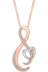 Rose Gold Color Moissanite Infinity Heart Pendant Necklace