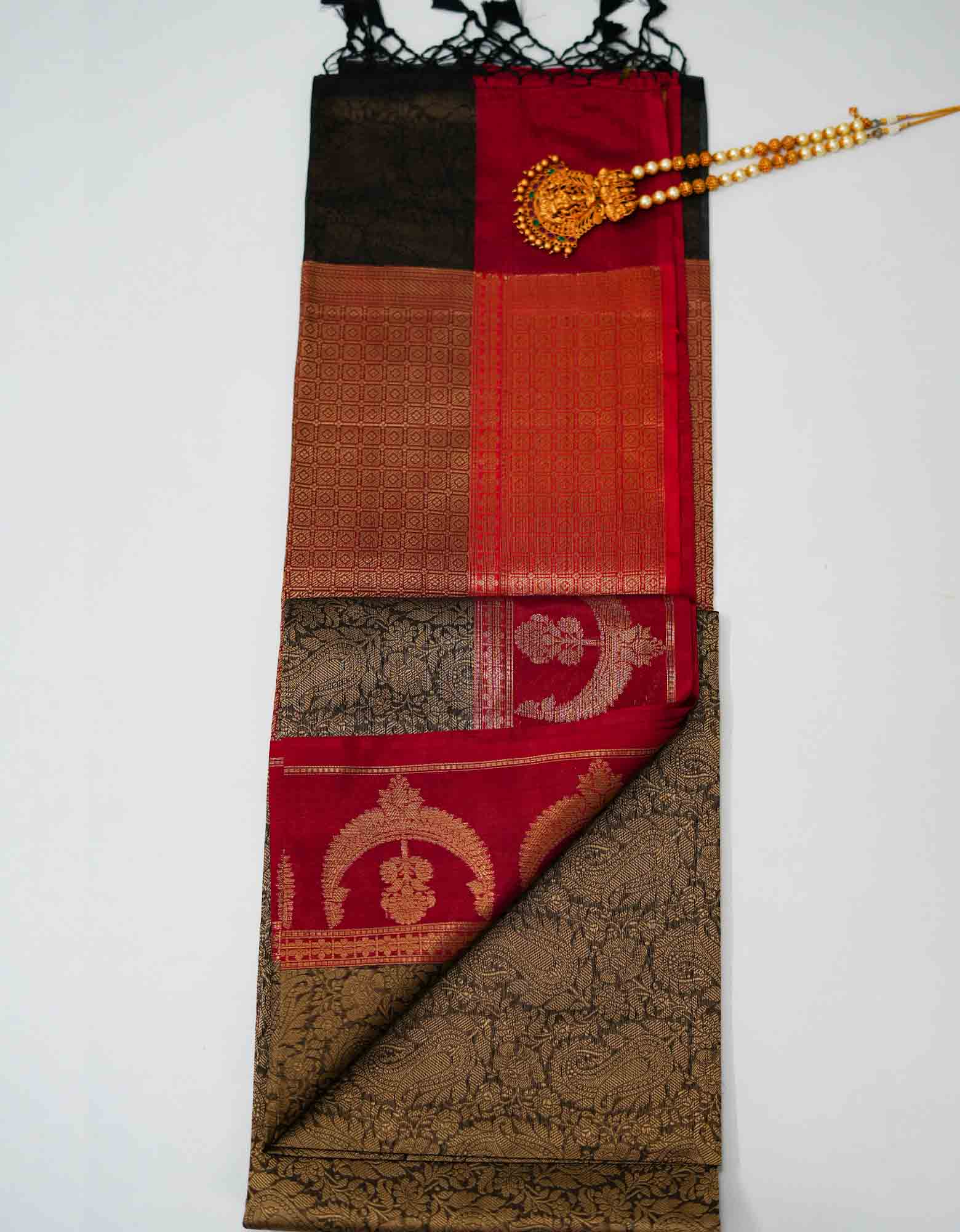 Maroon Brocade Saree