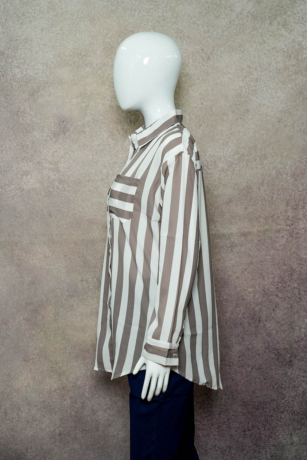 Brown Color Women Striped Shirts