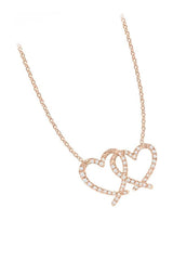 Rose Gold Color Moissanite Interlocking Double Heart Pendant Necklace 