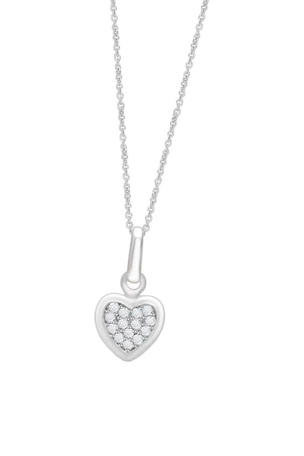 White Gold Color Round Moissanite Cluster Heart Pendant Necklace
