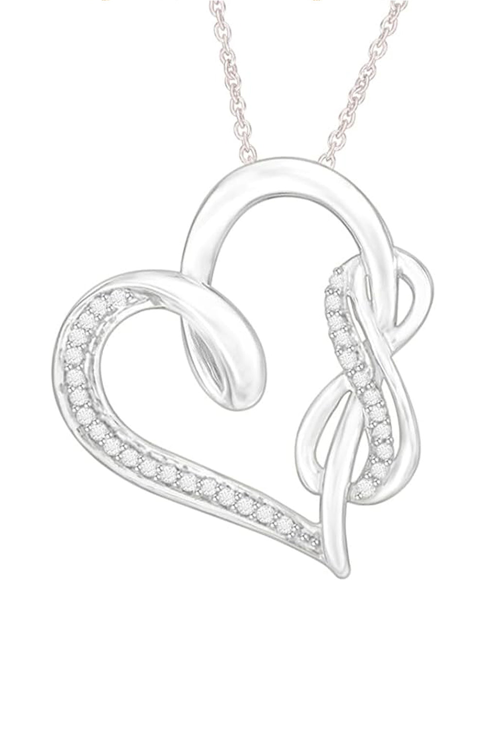 White Gold Color Infinity and Swirl Heart Pendant